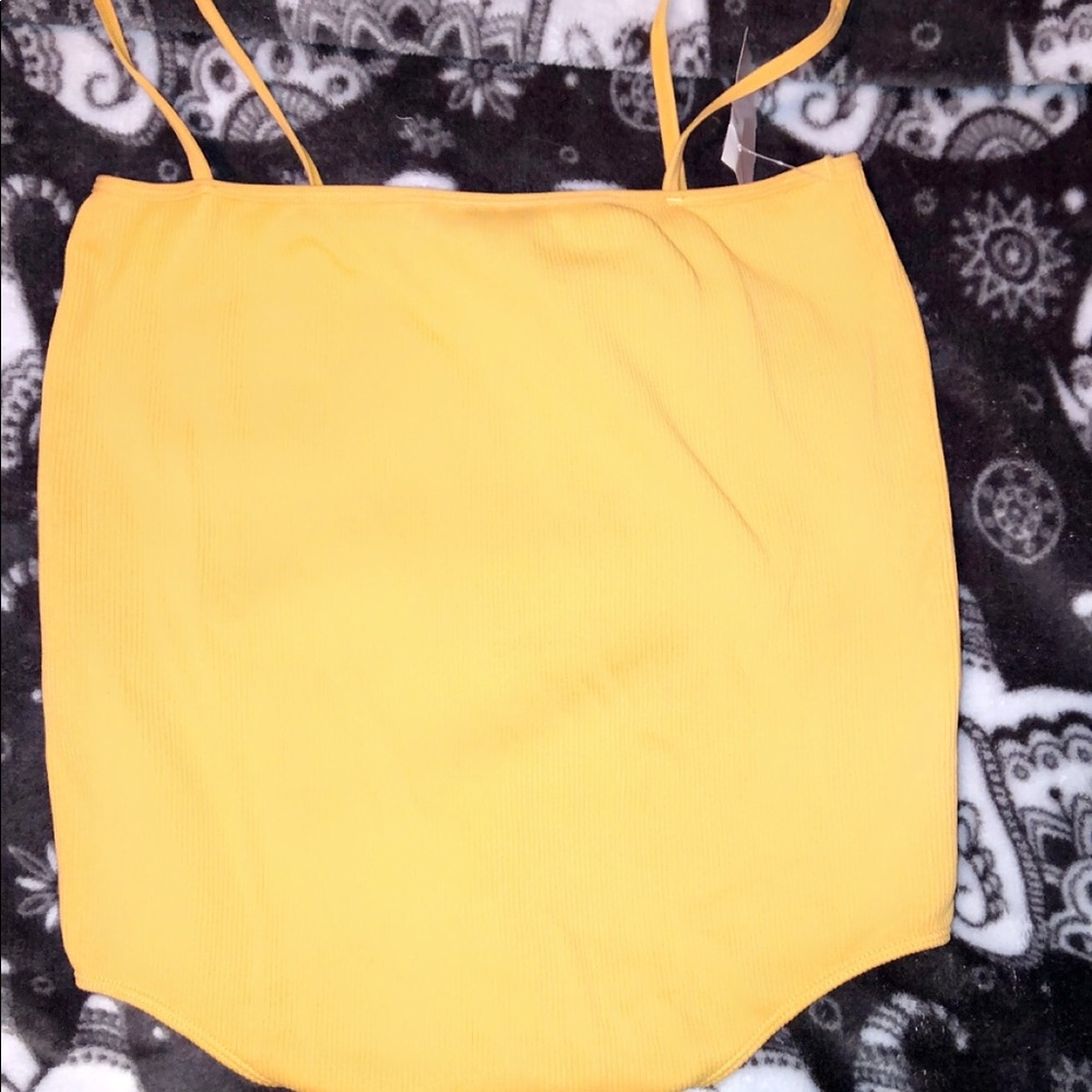 Mustard yellow body suit straight tank top